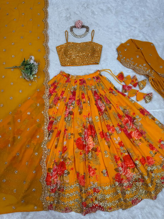SP SERIES D.NO SP-15 WHOLESALE HEAVY FOUX GEORGETTE FESTIVE WEAR LEHENGA CHOLI FOR EXPORT