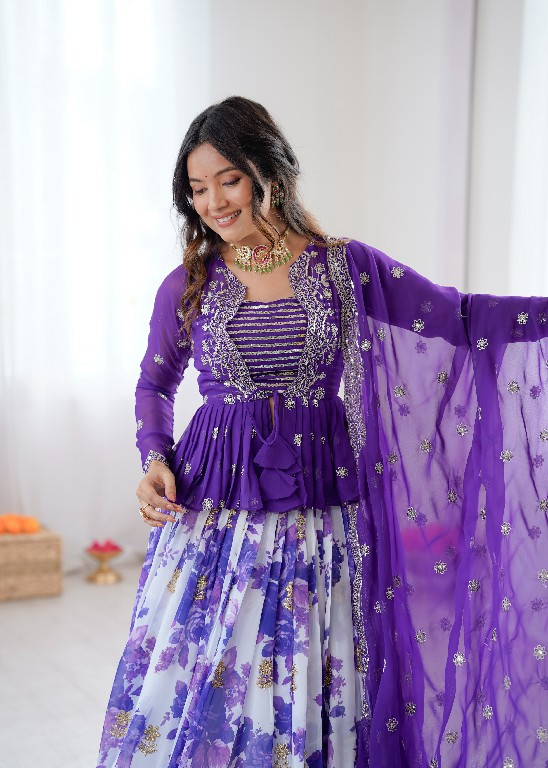 SP SERIES D.NO SP-15 WHOLESALE HEAVY FOUX GEORGETTE FESTIVE WEAR LEHENGA CHOLI FOR EXPORT