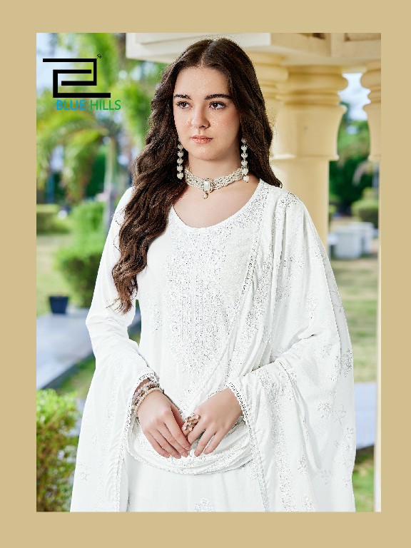 BLUE HILLS WHITE LILY WHOLESALE READYMADE RAYON WITH WORK BIG SIZE 3 PCS COMBO SET SUITS EXPORTER