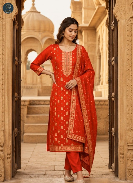 AURA PRESENT READYMADE DOLA JACQUARD OCCASION WEAR 3 PCS SUITS SUPPLIER