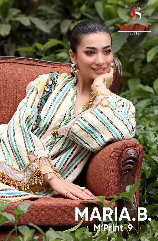DEEPSY MARIA B M PRINT VOL 8 WHOLESALE PURE COTTON PAKISTANI UNIQUE DESIGN UNSTITCH SALWAR SUITS EXPORTER