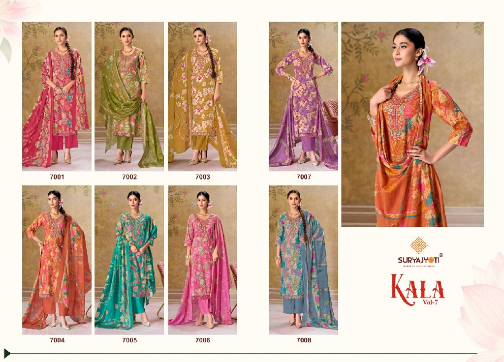 SURYAJYOTI KALA VOL 7 WHOLESALE READYMADE PURE COTTON WITH WORK DAILY WEAR 3 PCS SUITS EXPORTER