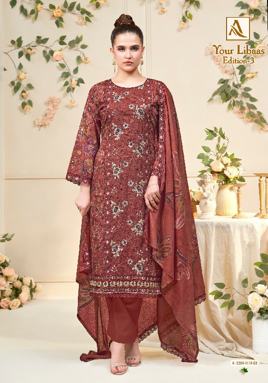 ALOK SUIT YOUR LIBAAS VOL 3 WHOLESALE PURE CAMBRIC COTTON WITH FANCY WORK UNSTITCH SALWAR SUITS ONLINE