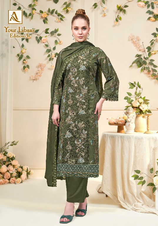 ALOK SUIT YOUR LIBAAS VOL 3 WHOLESALE PURE CAMBRIC COTTON WITH FANCY WORK UNSTITCH SALWAR SUITS ONLINE