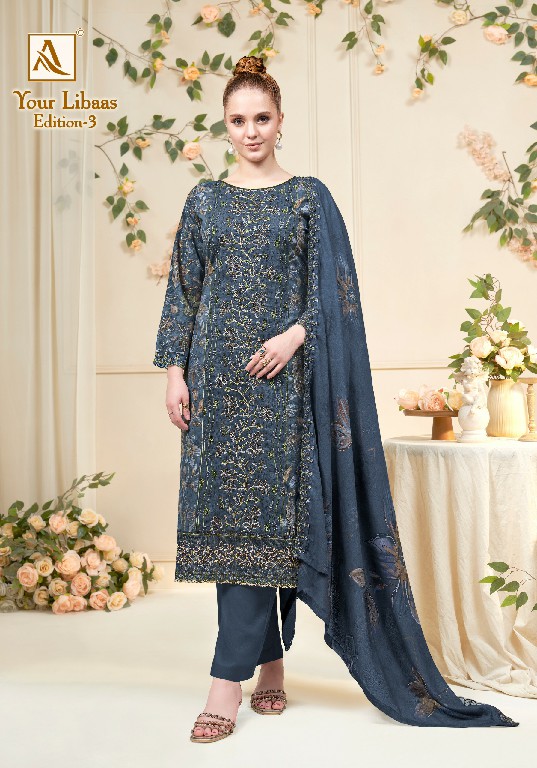 ALOK SUIT YOUR LIBAAS VOL 3 WHOLESALE PURE CAMBRIC COTTON WITH FANCY WORK UNSTITCH SALWAR SUITS ONLINE