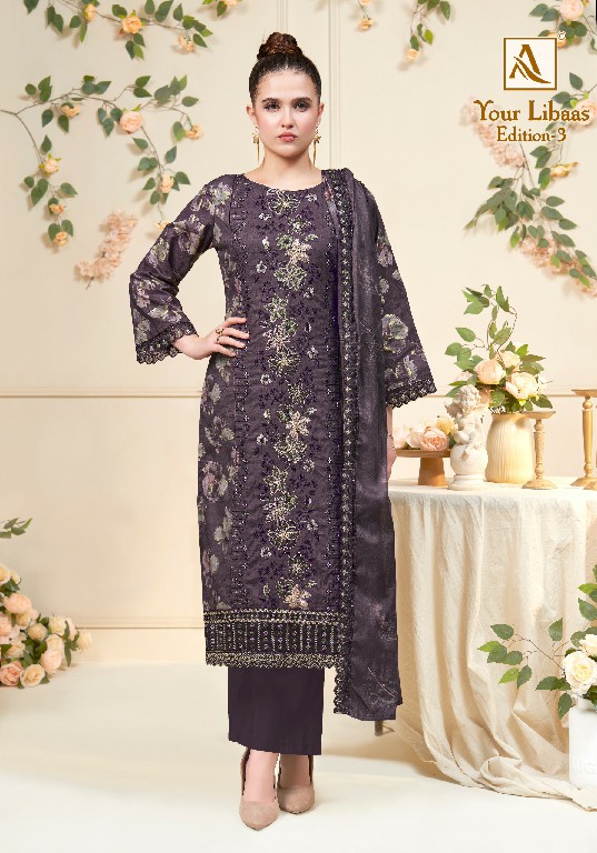 ALOK SUIT YOUR LIBAAS VOL 3 WHOLESALE PURE CAMBRIC COTTON WITH FANCY WORK UNSTITCH SALWAR SUITS ONLINE