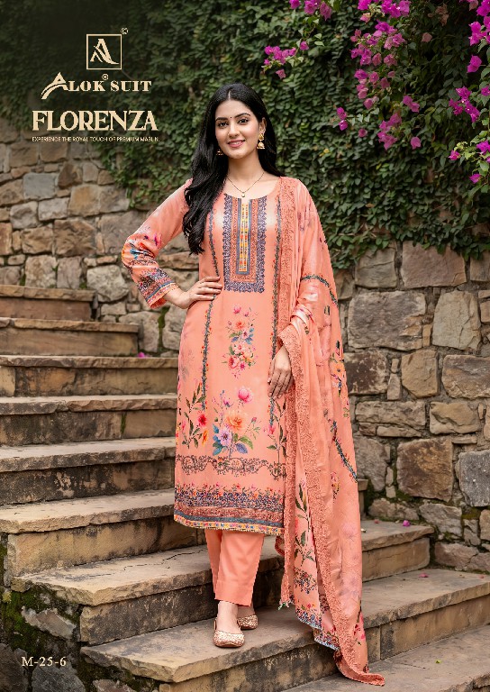 ALOK SUIT FLORENZA WHOLESALE VISCOSE MUSLIN DESIGNER UNSTITCH SALWAR SUITS SUPPLIER