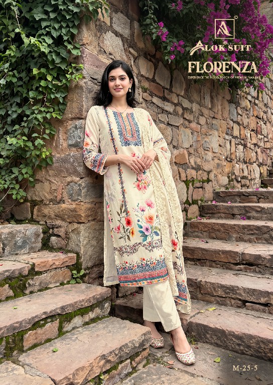 ALOK SUIT FLORENZA WHOLESALE VISCOSE MUSLIN DESIGNER UNSTITCH SALWAR SUITS SUPPLIER