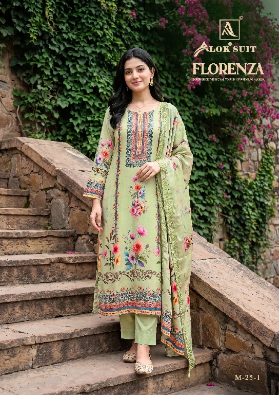ALOK SUIT FLORENZA WHOLESALE VISCOSE MUSLIN DESIGNER UNSTITCH SALWAR SUITS SUPPLIER