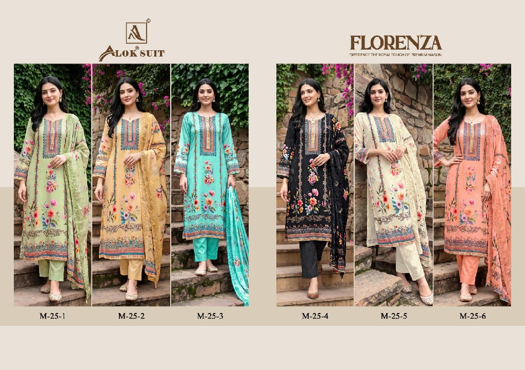 ALOK SUIT FLORENZA WHOLESALE VISCOSE MUSLIN DESIGNER UNSTITCH SALWAR SUITS SUPPLIER
