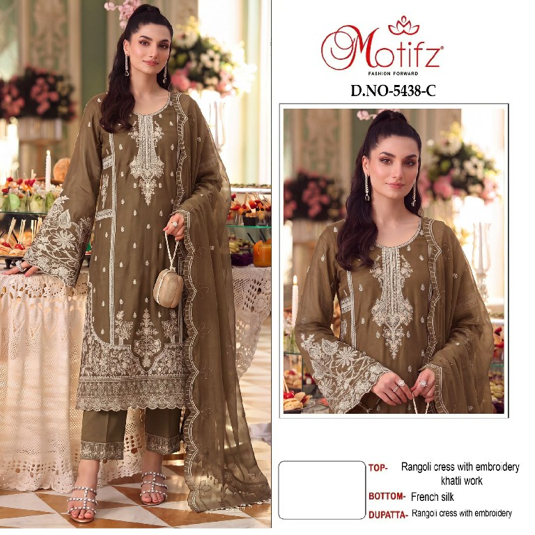 MOTIFZ D.NO 5438 WHOLESALE RANGOLI CRUSH KHATLI WORK UNSTITCH SALWAR SUITS EXPORTER