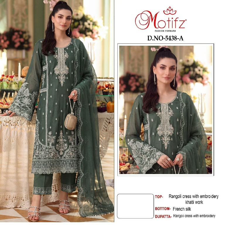 MOTIFZ D.NO 5438 WHOLESALE RANGOLI CRUSH KHATLI WORK UNSTITCH SALWAR SUITS EXPORTER