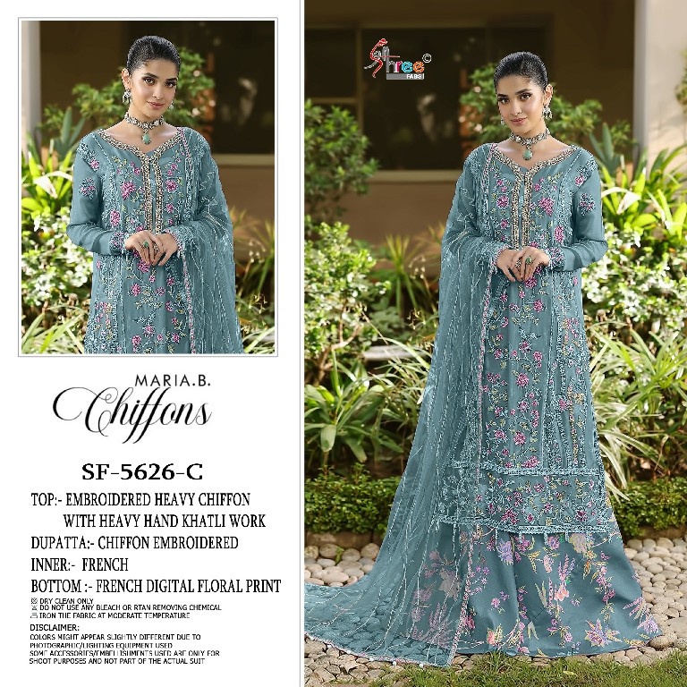 SHREE FABS D.N O 5626 WHOLESALE CHIFFON PAKISTANI HIT DESIGN UNSTITCH SALWAR SUITS ONLINE