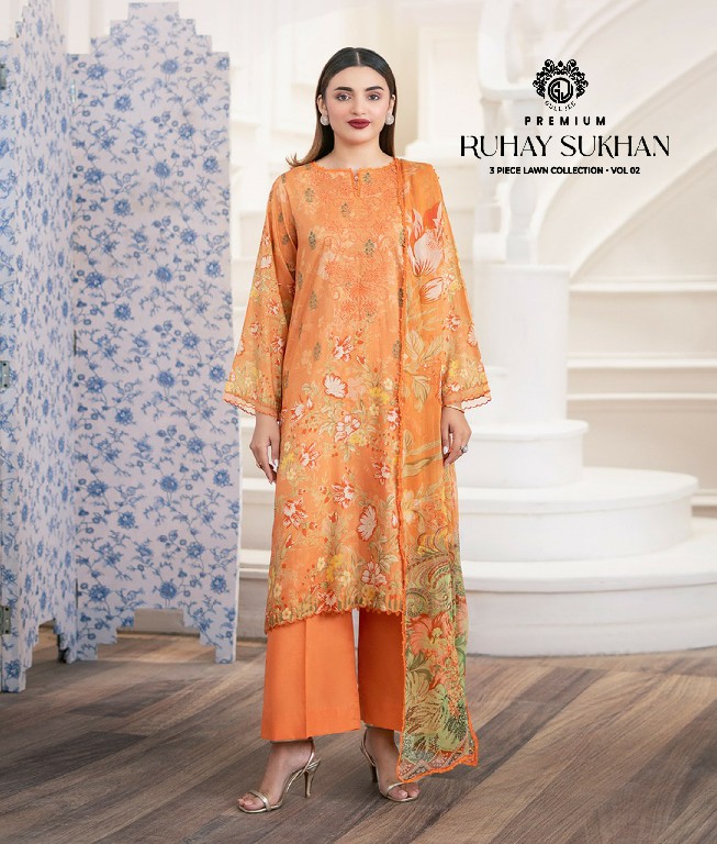 GULL JEE RUHAY SUKHAN WHOLESALE EMBROIDERED LAWN ORIGINAL PAKISTANI UNSTITCH SALWAR SUITS SUPPLIER