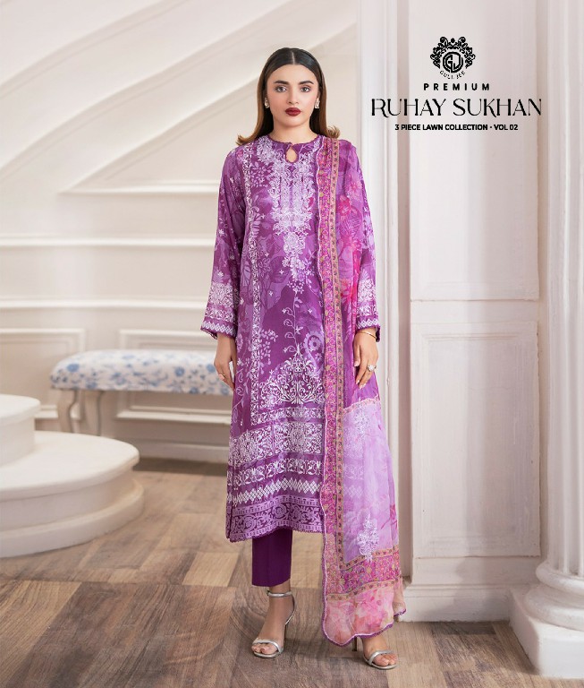 GULL JEE RUHAY SUKHAN WHOLESALE EMBROIDERED LAWN ORIGINAL PAKISTANI UNSTITCH SALWAR SUITS SUPPLIER