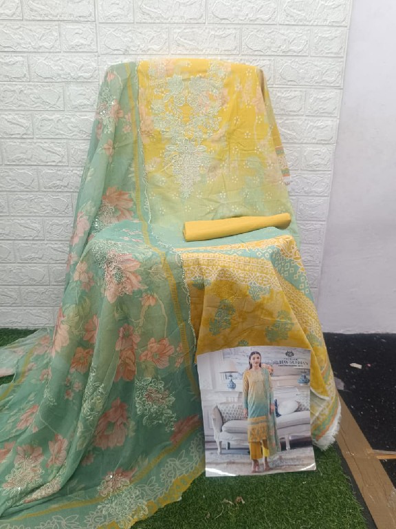 GULL JEE RUHAY SUKHAN WHOLESALE EMBROIDERED LAWN ORIGINAL PAKISTANI UNSTITCH SALWAR SUITS SUPPLIER