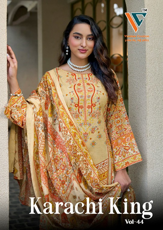 VANDANA CREATION KARACHI KING VOL 44 WHOLESALE SOFT COTTON PAKISTANI DAILY WEAR DRESS MATERIAL SUPPLIER