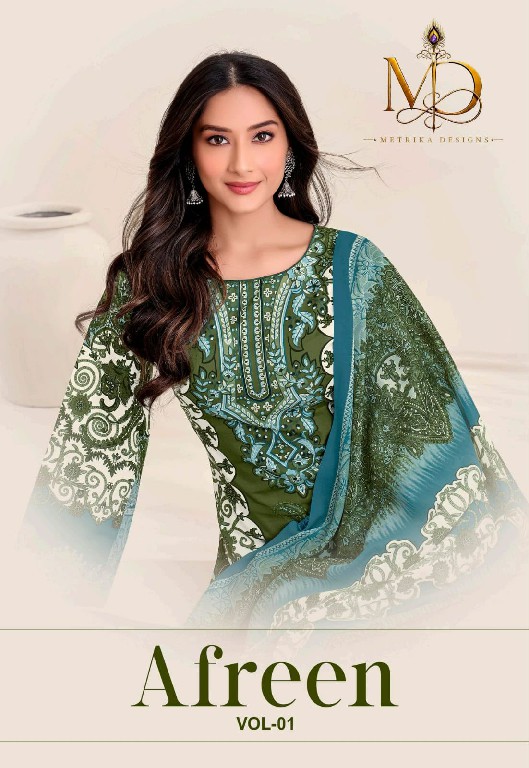 METRIKA DESIGN AFREEN VOL 1 WHOLESALE SOFT COTTON KARACHI STYLE PRINTED DRESS MATERIAL ONLINE
