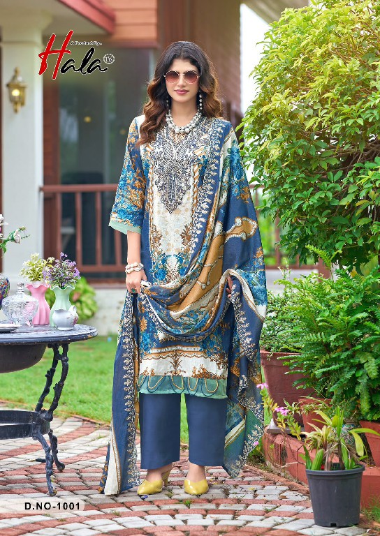 HALA NEEDLE WONDER WHOLESALE LAWN COTTON BEAUTIFUL EMBROIDERED UNSTITCH SALWAR SUITS EXPORTER