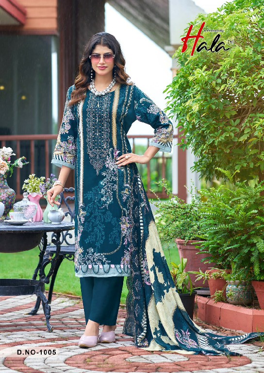 HALA NEEDLE WONDER WHOLESALE LAWN COTTON BEAUTIFUL EMBROIDERED UNSTITCH SALWAR SUITS EXPORTER