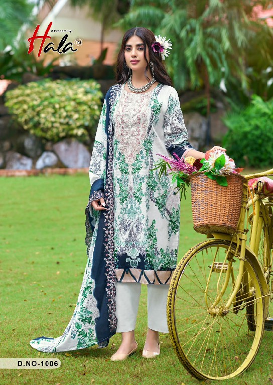 HALA NEEDLE WONDER WHOLESALE LAWN COTTON BEAUTIFUL EMBROIDERED UNSTITCH SALWAR SUITS EXPORTER