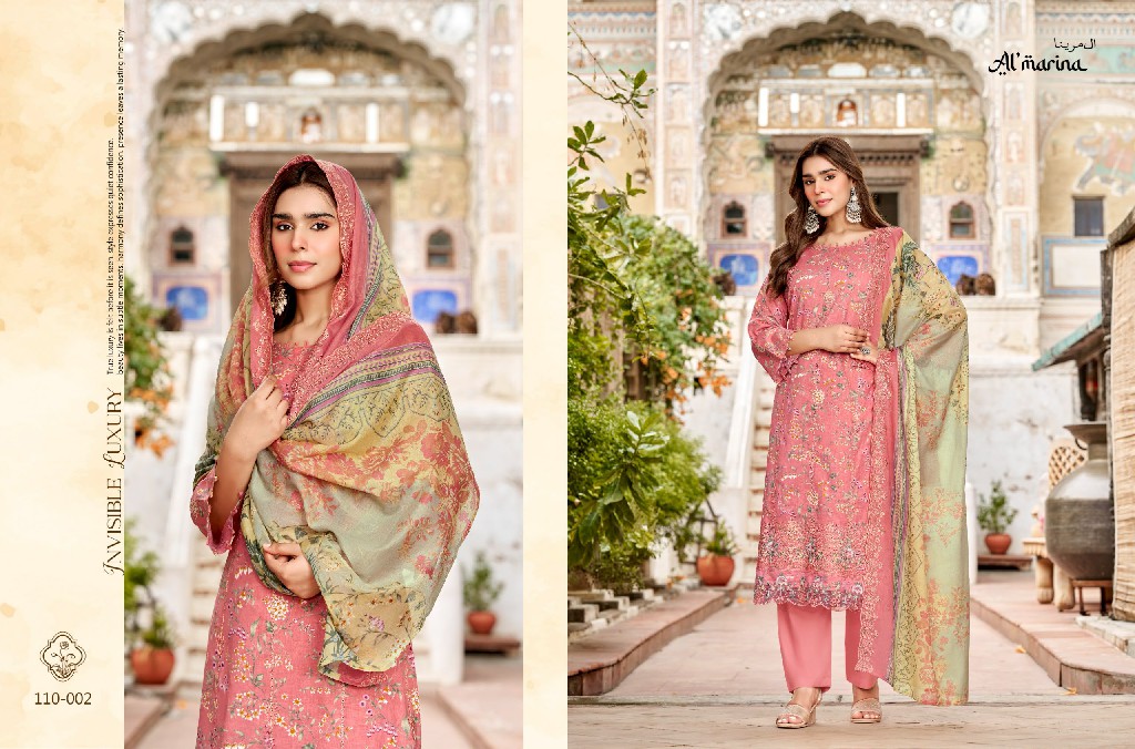 ALMARINA CHIKANKARI VOL 6 WHOLESALE PURE COTTON EXCLUSIVE HEAVY SELF WORK UNSTITCH SALWAR SUITS EXPORTER