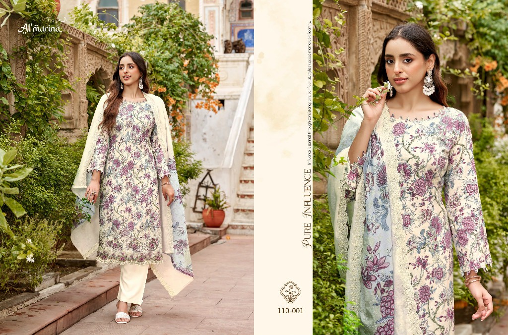 ALMARINA CHIKANKARI VOL 6 WHOLESALE PURE COTTON EXCLUSIVE HEAVY SELF WORK UNSTITCH SALWAR SUITS EXPORTER