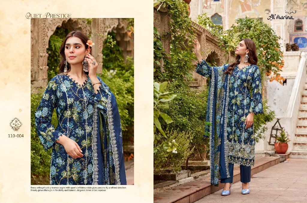 ALMARINA CHIKANKARI VOL 6 WHOLESALE PURE COTTON EXCLUSIVE HEAVY SELF WORK UNSTITCH SALWAR SUITS EXPORTER