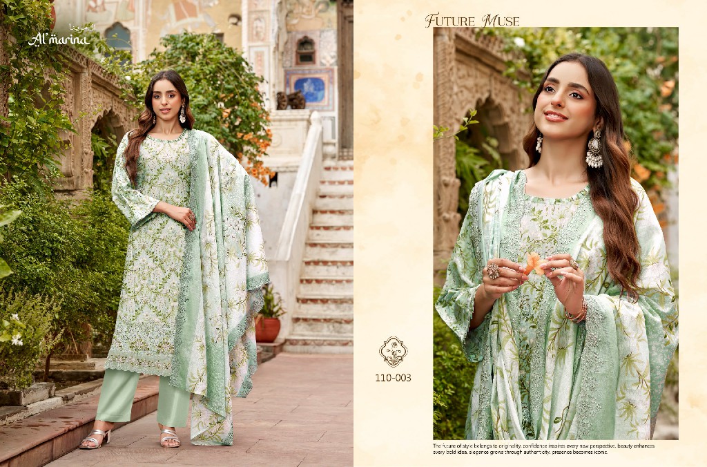 ALMARINA CHIKANKARI VOL 6 WHOLESALE PURE COTTON EXCLUSIVE HEAVY SELF WORK UNSTITCH SALWAR SUITS EXPORTER