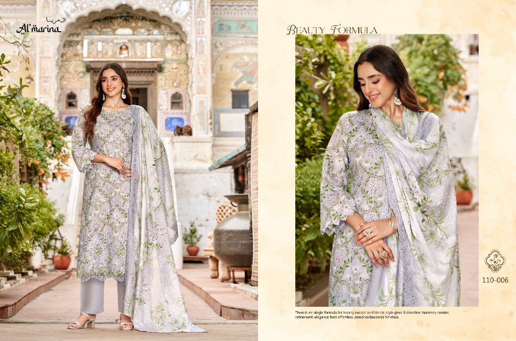 ALMARINA CHIKANKARI VOL 6 WHOLESALE PURE COTTON EXCLUSIVE HEAVY SELF WORK UNSTITCH SALWAR SUITS EXPORTER