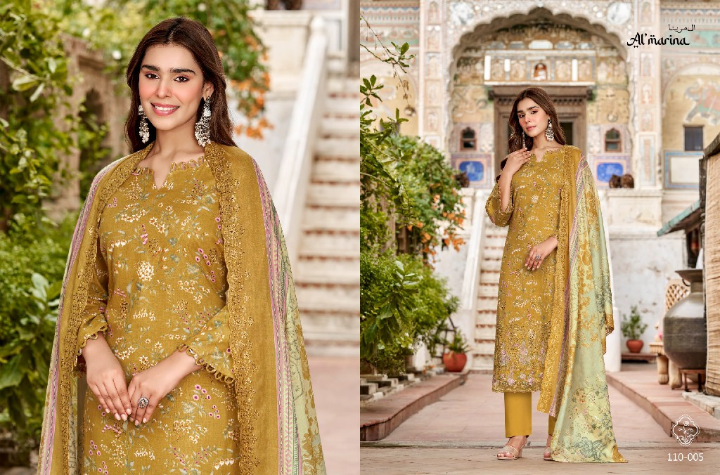 ALMARINA CHIKANKARI VOL 6 WHOLESALE PURE COTTON EXCLUSIVE HEAVY SELF WORK UNSTITCH SALWAR SUITS EXPORTER