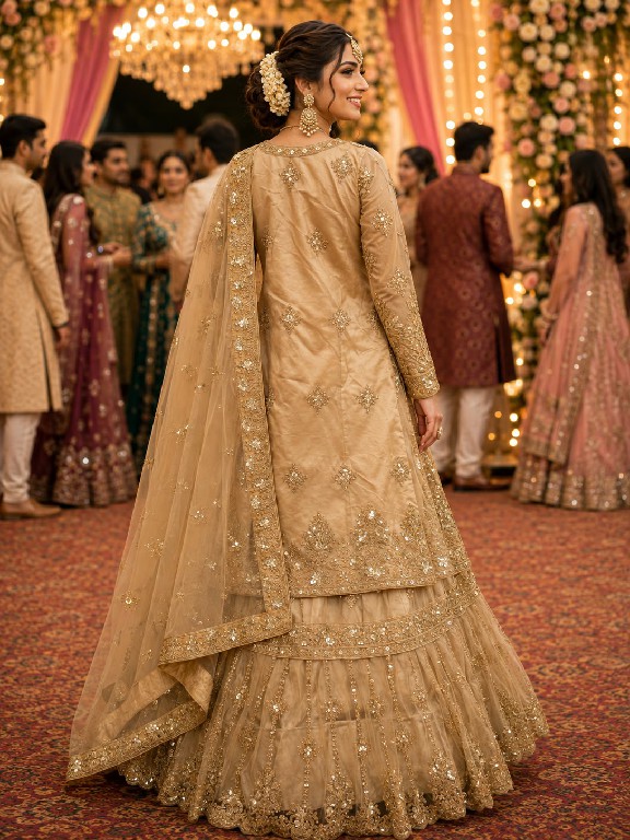 MRUDANGI SUHANA WHOLESALE READYMADE PREMIUM NET HEAVY LOOK INDO WESTERN ANARKALI LEHENGA FOR EXPORT