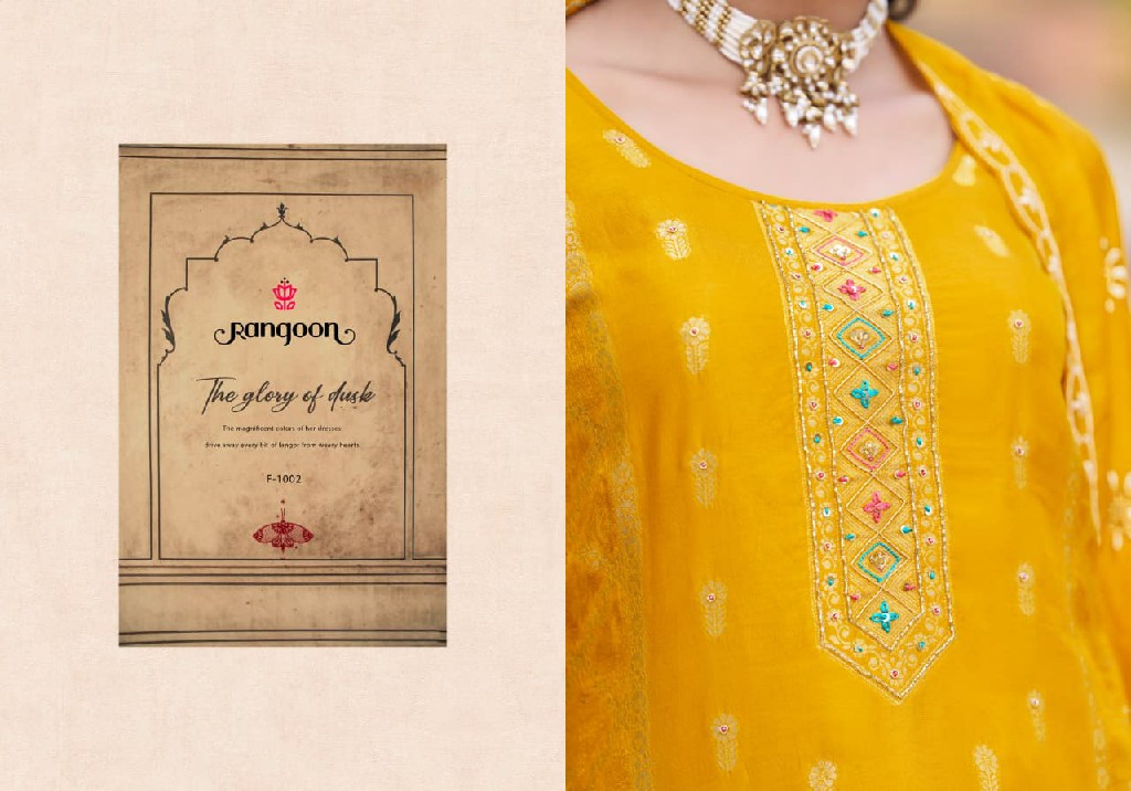 RANGOON DARPAN VOL 2 WHOLESALE READYMADE DOLA RUSSIAN JACQUARD TRENDING PLAZZO STYLE 3 PCS SUITS SUPPLIER