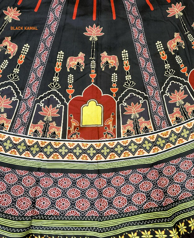 KNZ BLACK KAMAL WHOLESALE POLY COTTON RAYON BEAUTIFUL LEHENGA CHOLI FOR EXPORT