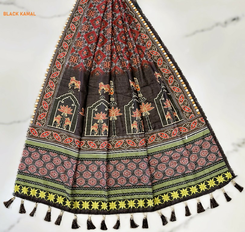 KNZ BLACK KAMAL WHOLESALE POLY COTTON RAYON BEAUTIFUL LEHENGA CHOLI FOR EXPORT