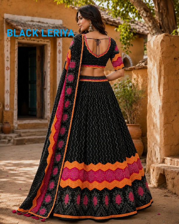 KNZ BLACK LERIYA WHOLESALE POLY COTTON RAYON ELEGANCE LEHENGA CHOLI EXPORTER