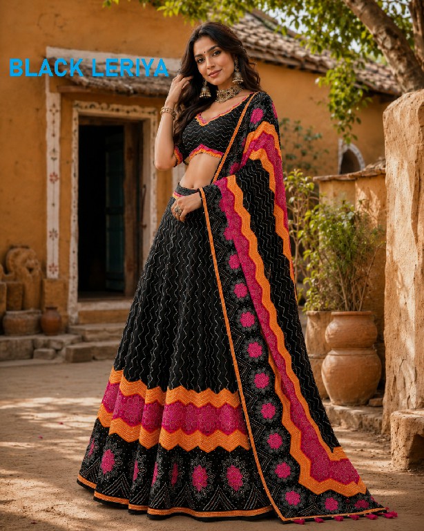 KNZ BLACK LERIYA WHOLESALE POLY COTTON RAYON ELEGANCE LEHENGA CHOLI EXPORTER