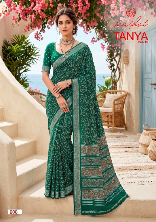 KASHVI CREATION TANYA VOL 6 WHOLESALE DULL MOSS CASUAL WEAR SAREES FOR WOMEN ONLINE