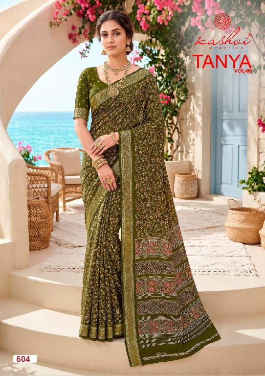 KASHVI CREATION TANYA VOL 6 WHOLESALE DULL MOSS CASUAL WEAR SAREES FOR WOMEN ONLINE