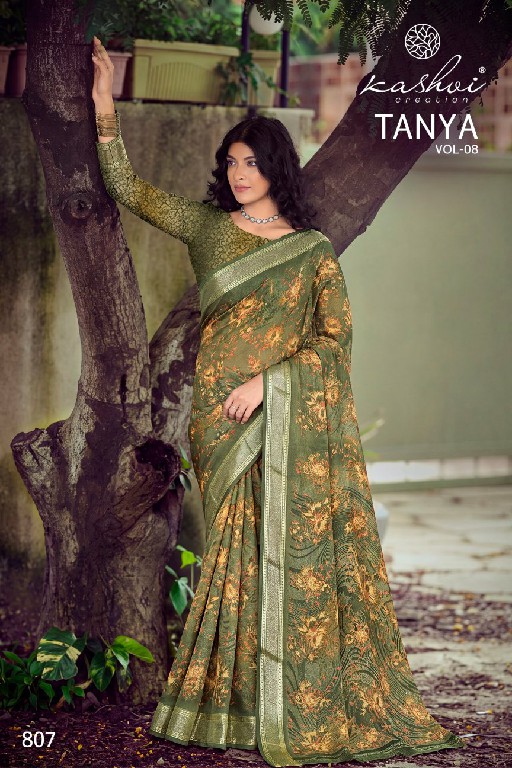 KASHVI CREATION TANYA VOL 8 WHOLESALE DULL MOSS DAILY WEAR SAREES FOR WOMEN SUPPLIER