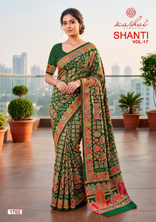 KASHVI CREATION SHANTI VOL 17 WHOLESALE BRIGHT MOSS FOIL CLASSY LOOK INDIAN SAREES FOR WOMEN EXPORTER