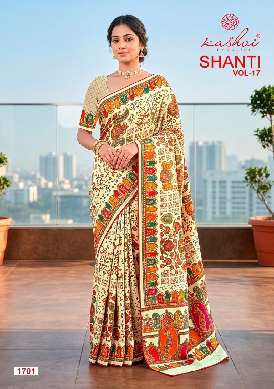 KASHVI CREATION SHANTI VOL 17 WHOLESALE BRIGHT MOSS FOIL CLASSY LOOK INDIAN SAREES FOR WOMEN EXPORTER