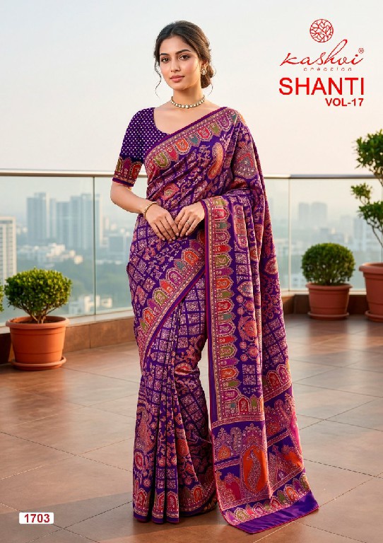 KASHVI CREATION SHANTI VOL 17 WHOLESALE BRIGHT MOSS FOIL CLASSY LOOK INDIAN SAREES FOR WOMEN EXPORTER