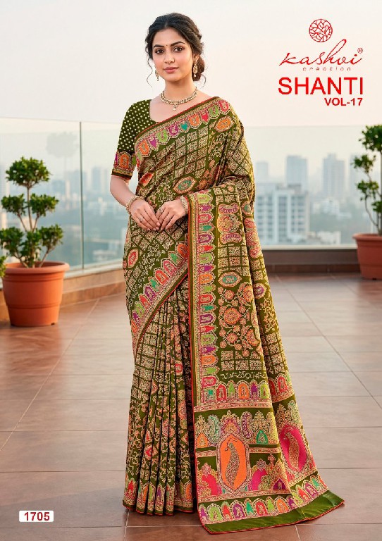 KASHVI CREATION SHANTI VOL 17 WHOLESALE BRIGHT MOSS FOIL CLASSY LOOK INDIAN SAREES FOR WOMEN EXPORTER