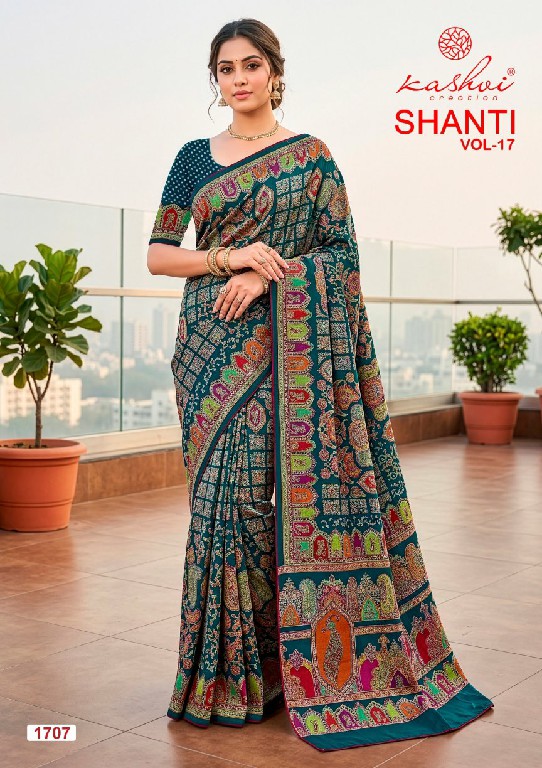 KASHVI CREATION SHANTI VOL 17 WHOLESALE BRIGHT MOSS FOIL CLASSY LOOK INDIAN SAREES FOR WOMEN EXPORTER