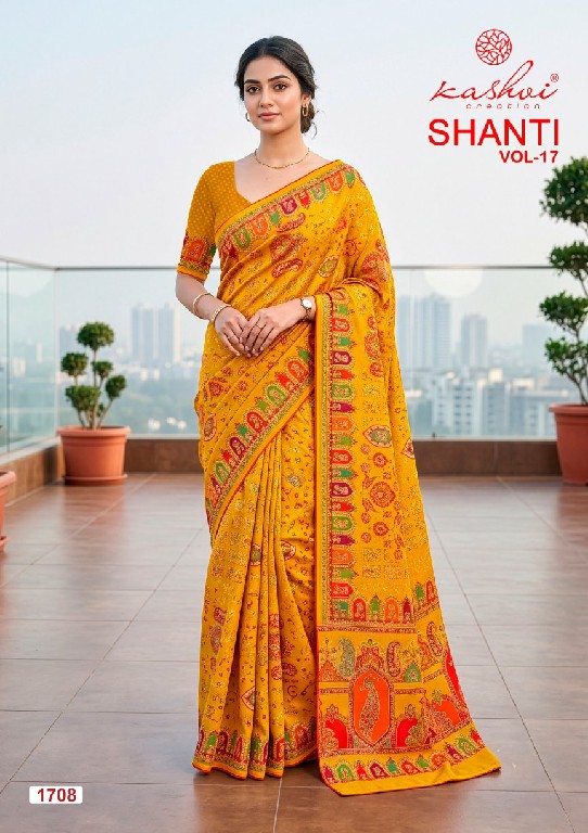 KASHVI CREATION SHANTI VOL 17 WHOLESALE BRIGHT MOSS FOIL CLASSY LOOK INDIAN SAREES FOR WOMEN EXPORTER