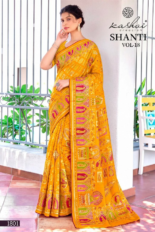 KASHVI CREATION SHANTI VOL 18 WHOLESALE BRIGHT MOSS FOIL PRETTY LOOK INDIAN SAREES FOR WOMEN ONLINE