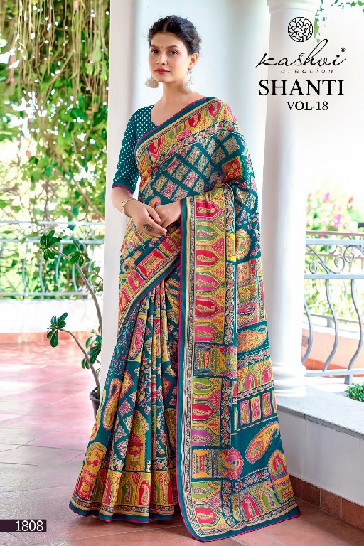KASHVI CREATION SHANTI VOL 18 WHOLESALE BRIGHT MOSS FOIL PRETTY LOOK INDIAN SAREES FOR WOMEN ONLINE