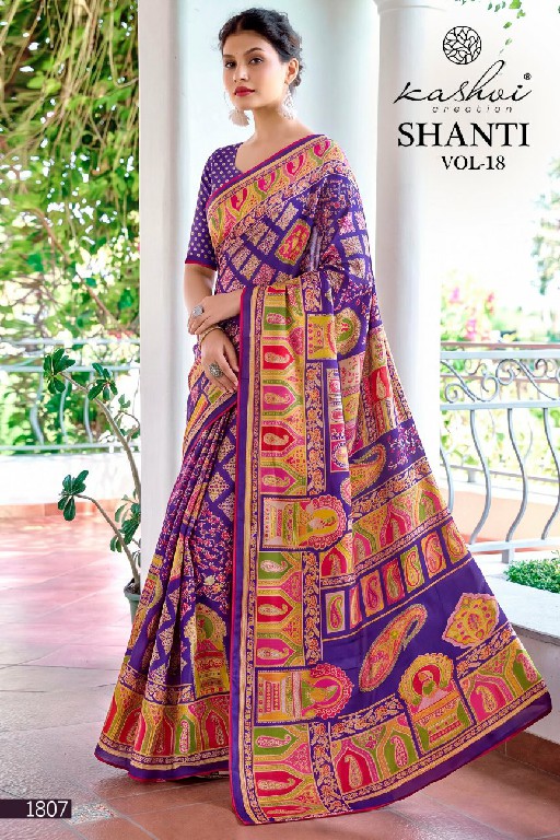 KASHVI CREATION SHANTI VOL 18 WHOLESALE BRIGHT MOSS FOIL PRETTY LOOK INDIAN SAREES FOR WOMEN ONLINE