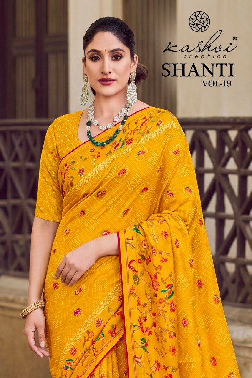 KASHVI CREATION SHANTI VOL 19 WHOLESALE BRIGHT MOSS FOIL STUNNING LOOK INDIAN SAREES FOR WOMEN SUPPLIER